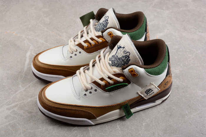Air Jordan 3 Retro SE White Dark Brown Green 398614-500